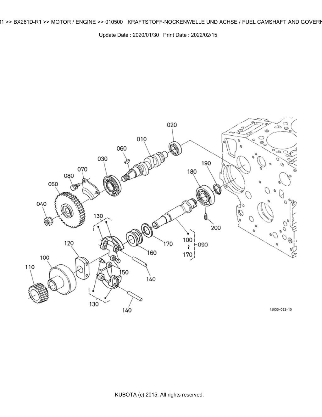 bkidk5291 bx261d r1 motor engine 010500