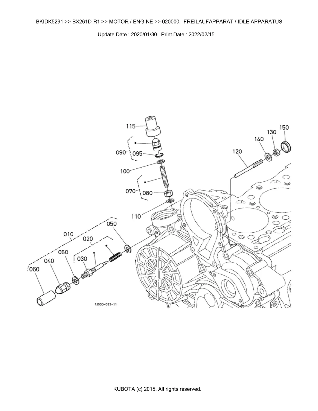 bkidk5291 bx261d r1 motor engine 020000