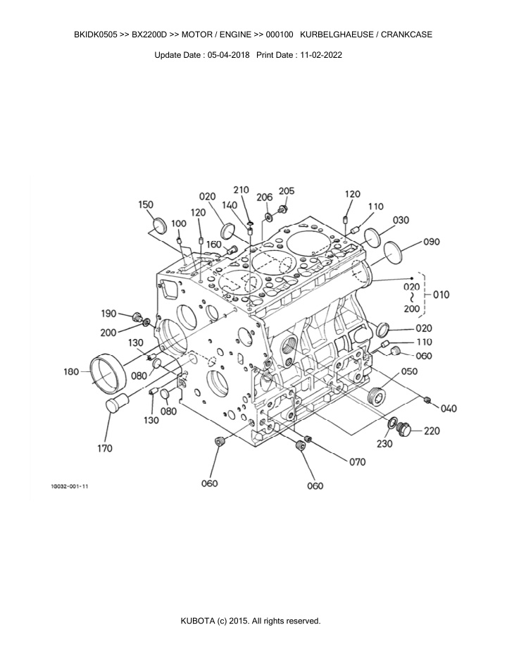 bkidk0505 bx2200d motor engine 000100