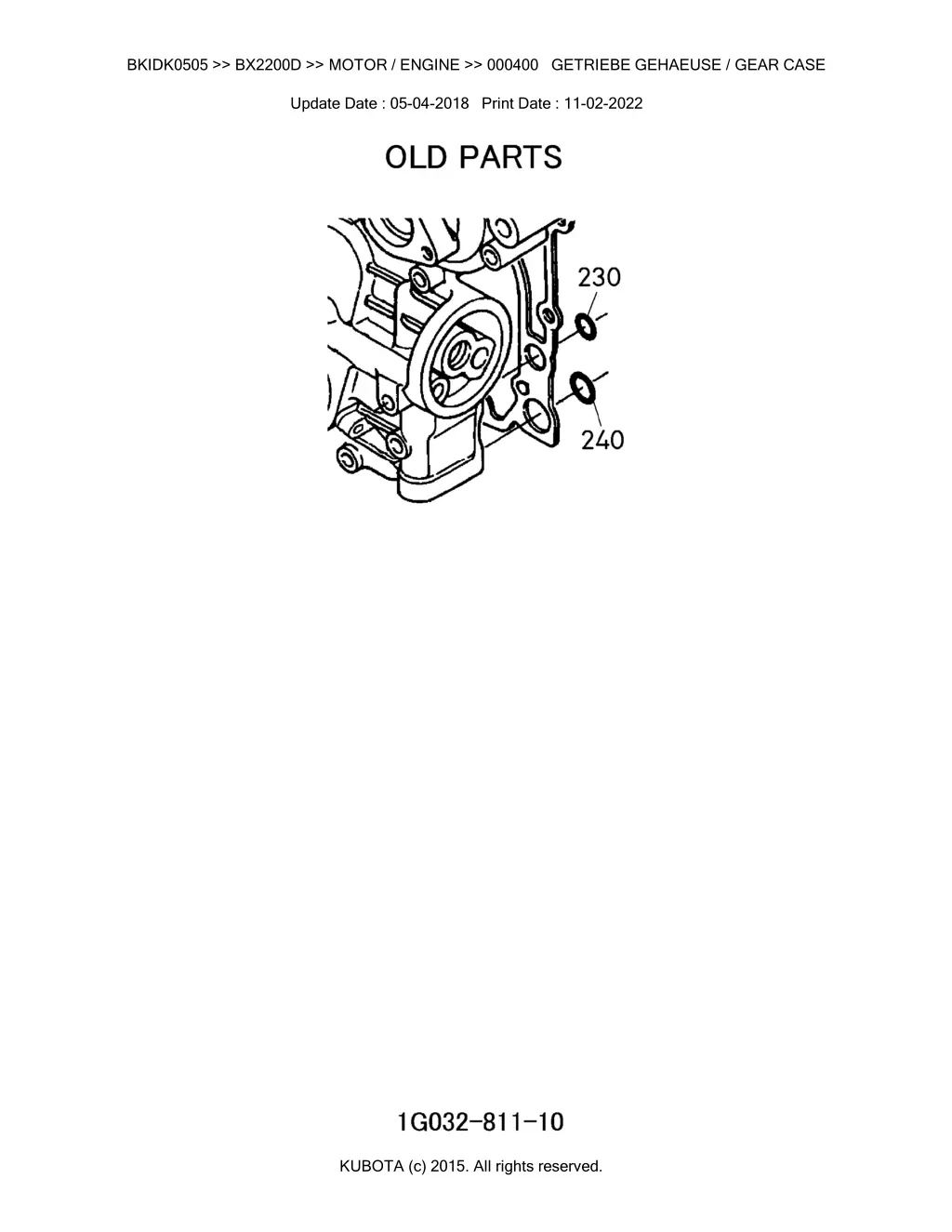 bkidk0505 bx2200d motor engine 000400 getriebe 3