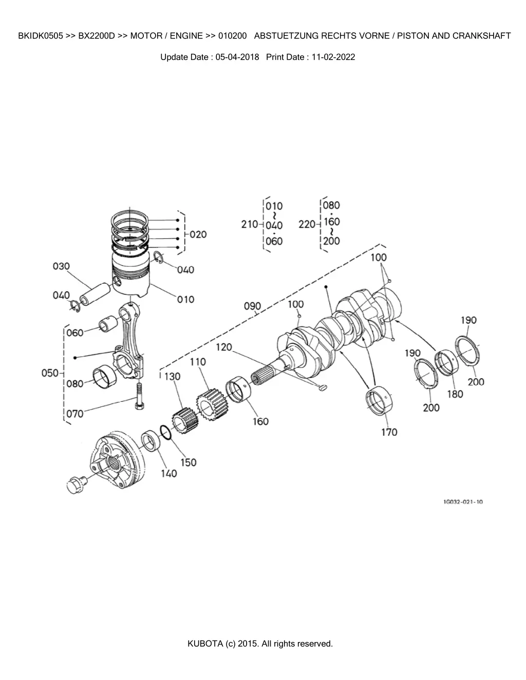 bkidk0505 bx2200d motor engine 010200 abstuetzung