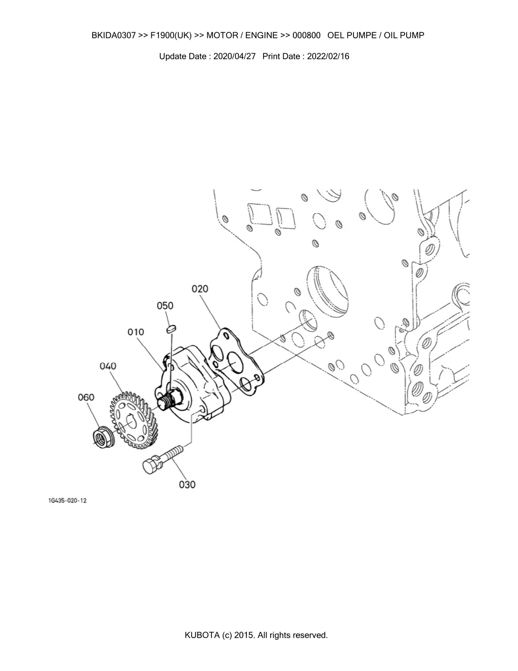 bkida0307 f1900 uk motor engine 000800 oel pumpe