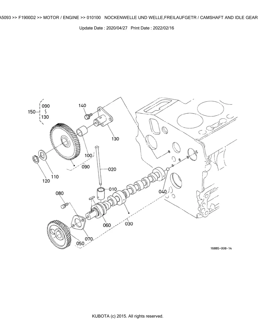 bkida5093 f1900d2 motor engine 010100 nockenwelle