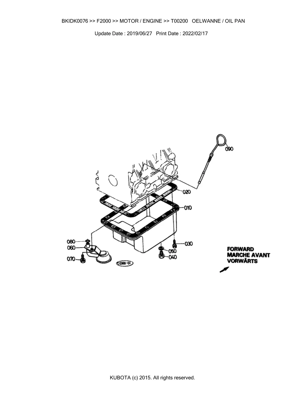 bkidk0076 f2000 motor engine t00200 oelwanne