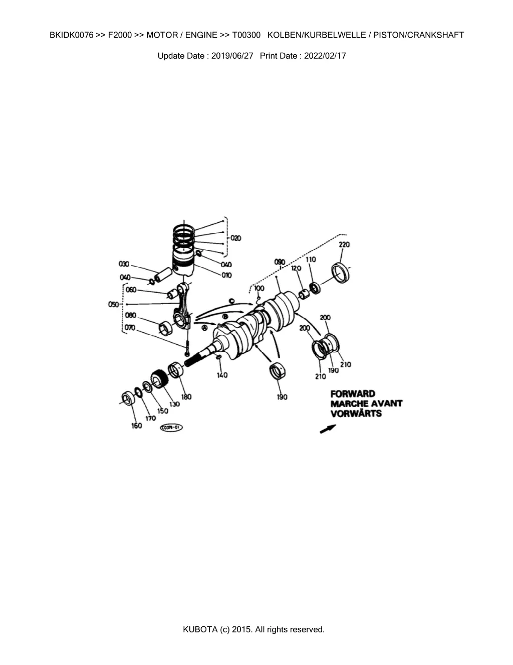 bkidk0076 f2000 motor engine t00300 kolben