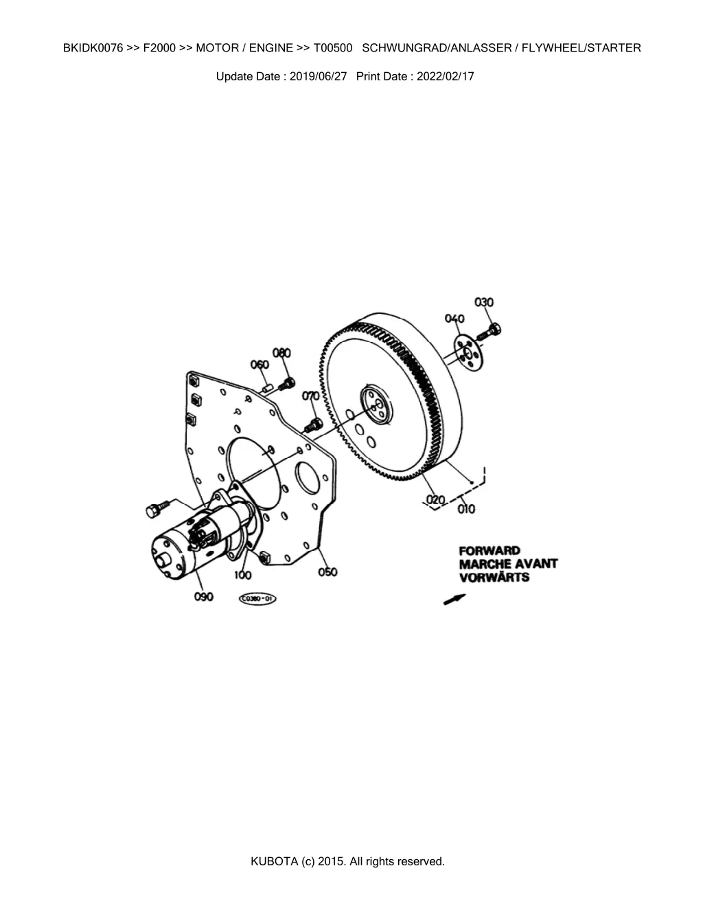 bkidk0076 f2000 motor engine t00500 schwungrad