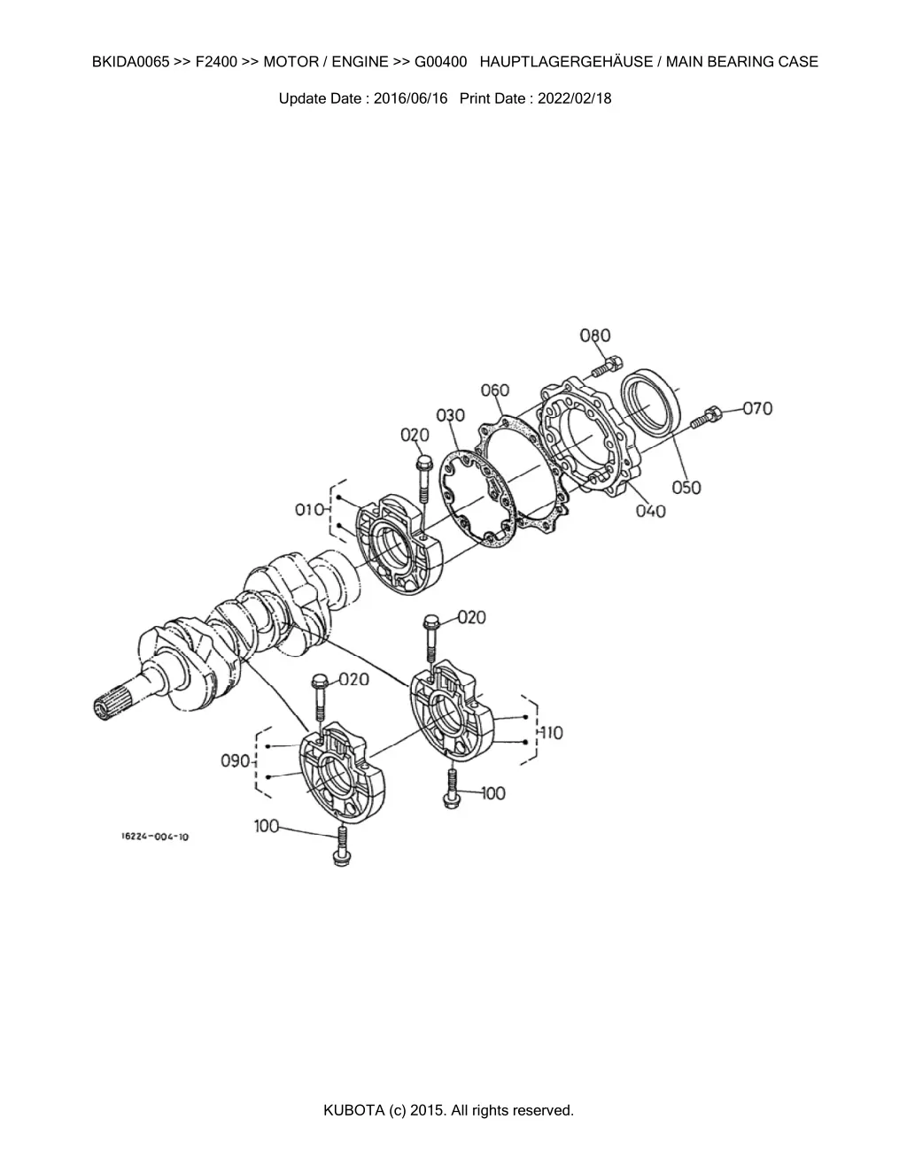 bkida0065 f2400 motor engine g00400 hauptlagergeh