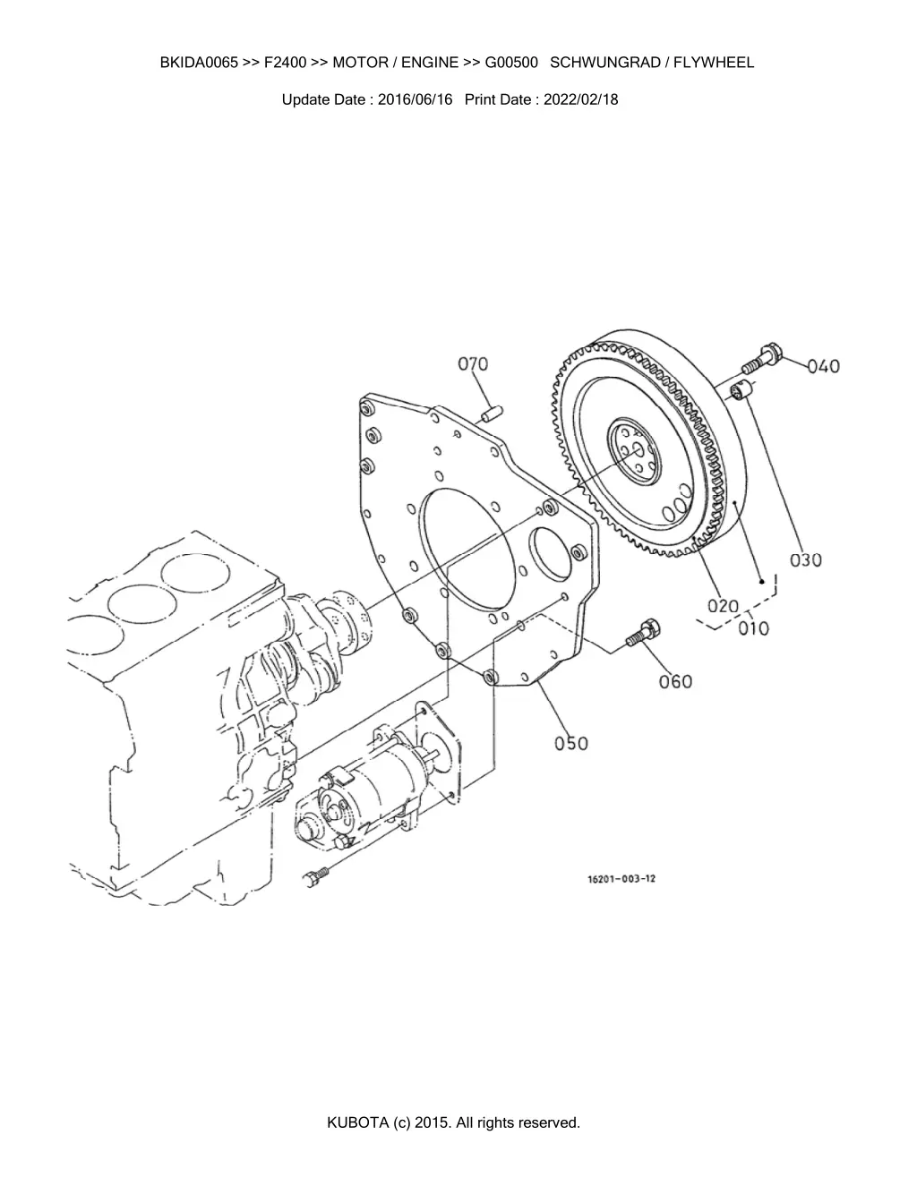 bkida0065 f2400 motor engine g00500 schwungrad