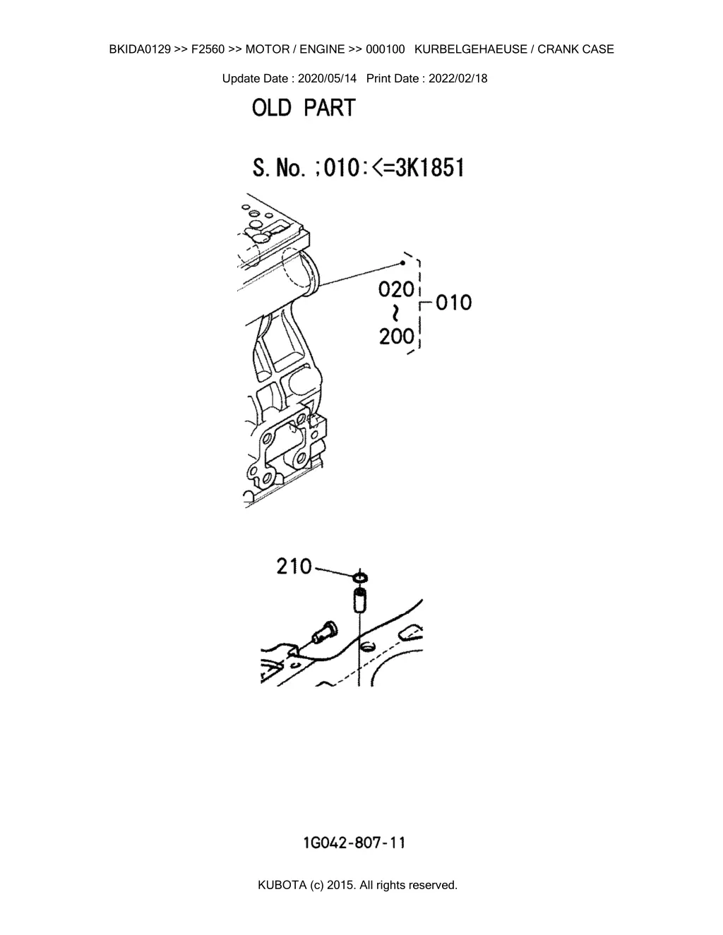 bkida0129 f2560 motor engine 000100 3