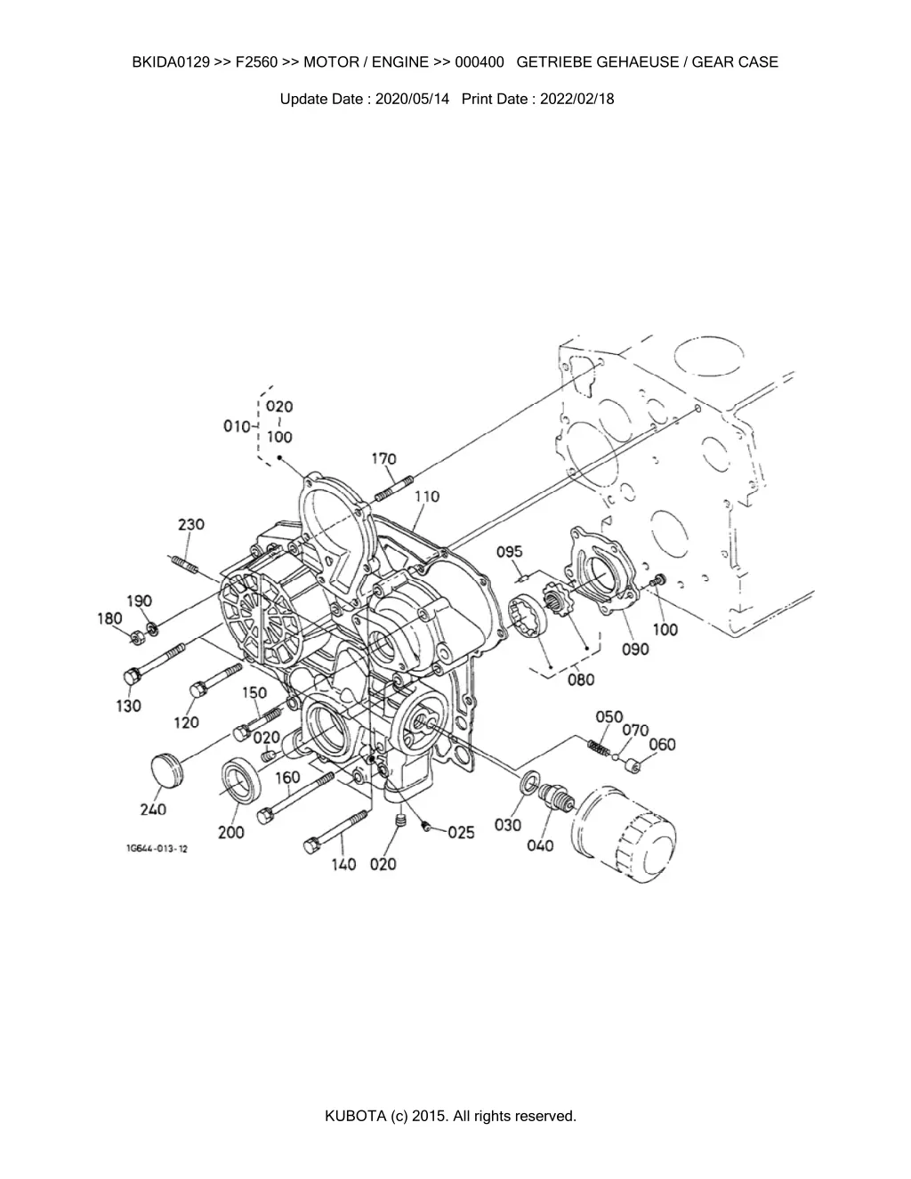 bkida0129 f2560 motor engine 000400 getriebe