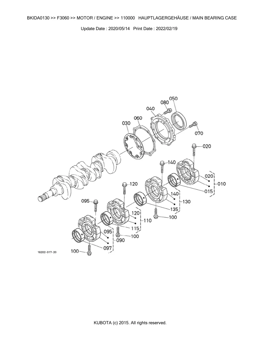 bkida0130 f3060 motor engine 110000 hauptlagergeh