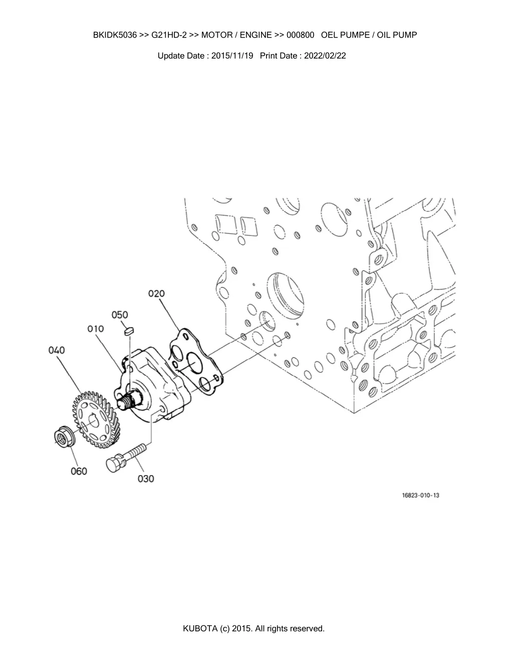 bkidk5036 g21hd 2 motor engine 000800 oel pumpe