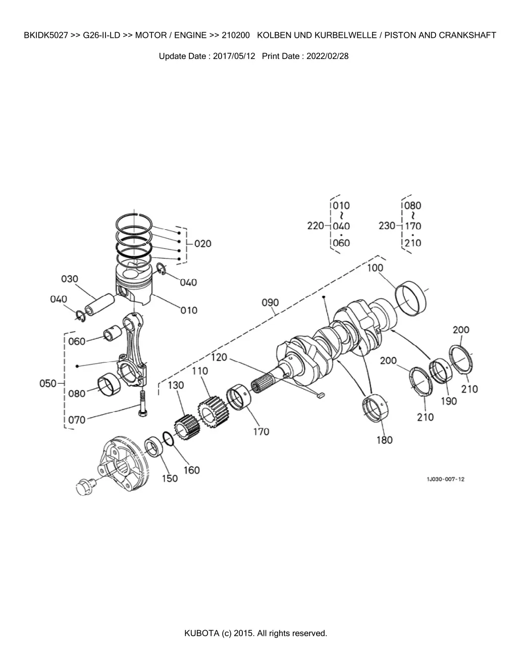 bkidk5027 g26 ii ld motor engine 210200 kolben