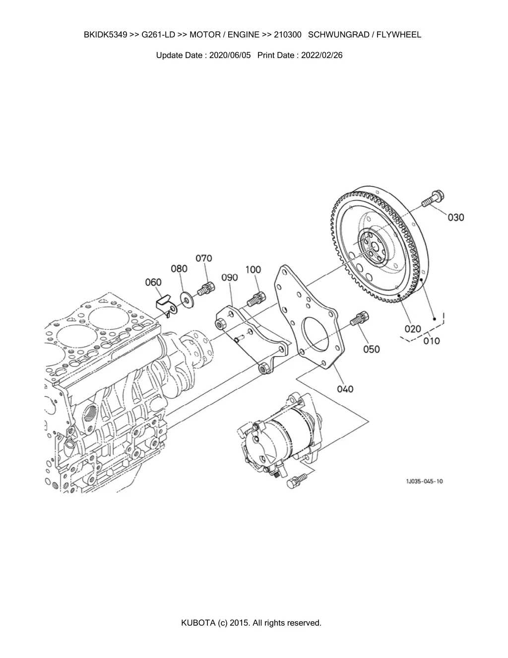 bkidk5349 g261 ld motor engine 210300 schwungrad