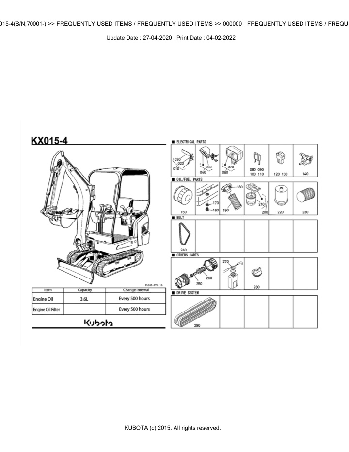 bkida5168 kx015 4 s n 70001 frequently used items