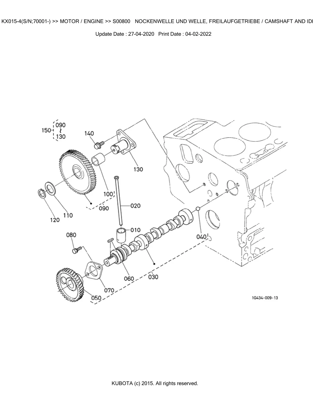 bkida5168 kx015 4 s n 70001 motor engine s00800