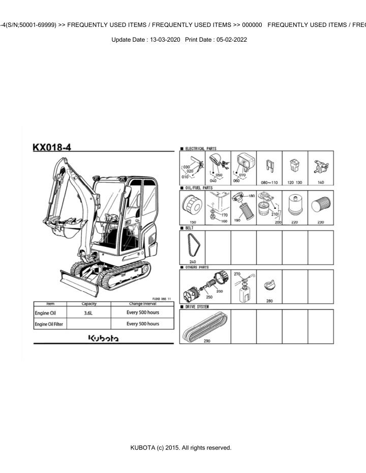 bkida5044 kx018 4 s n 50001 69999 frequently used