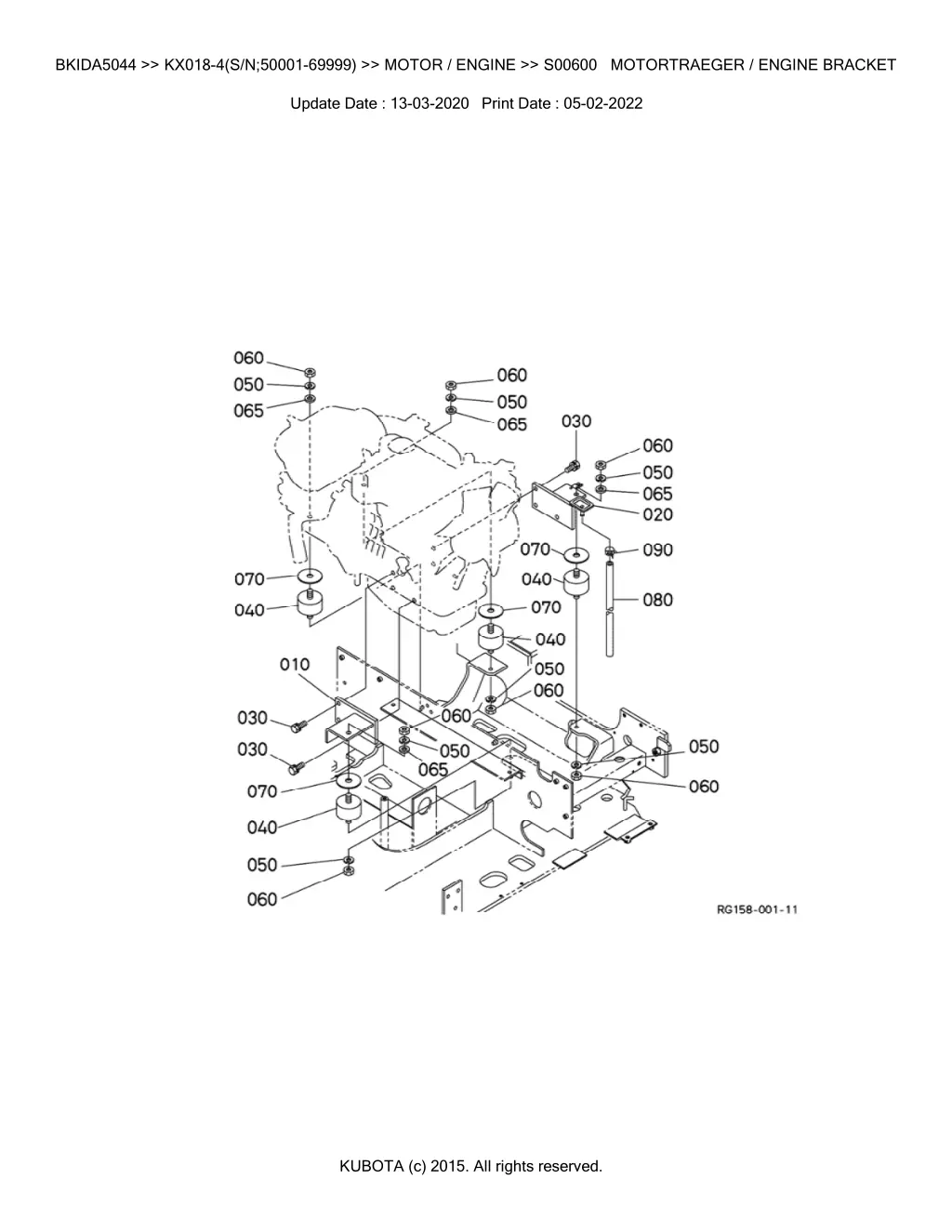 bkida5044 kx018 4 s n 50001 69999 motor engine 15