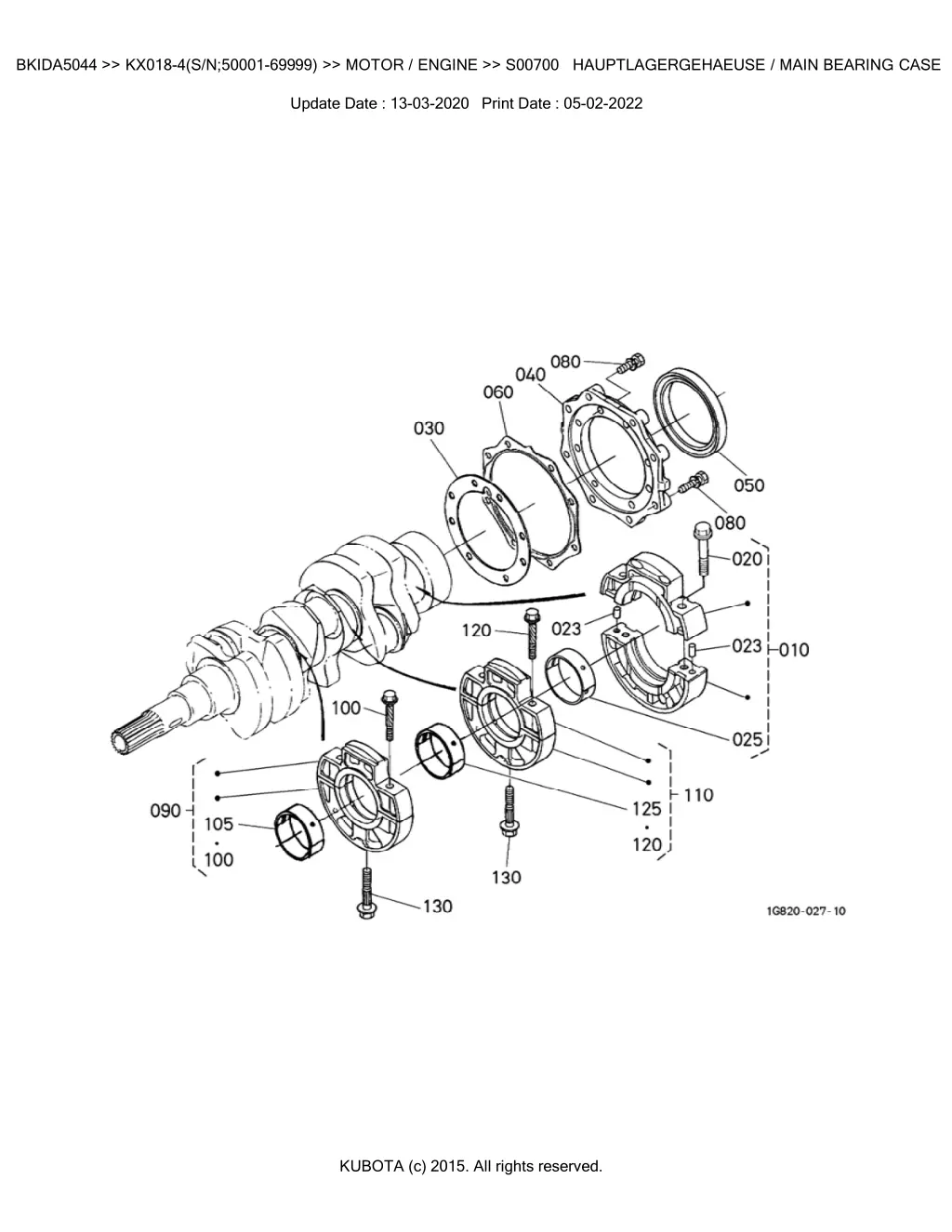 bkida5044 kx018 4 s n 50001 69999 motor engine 17