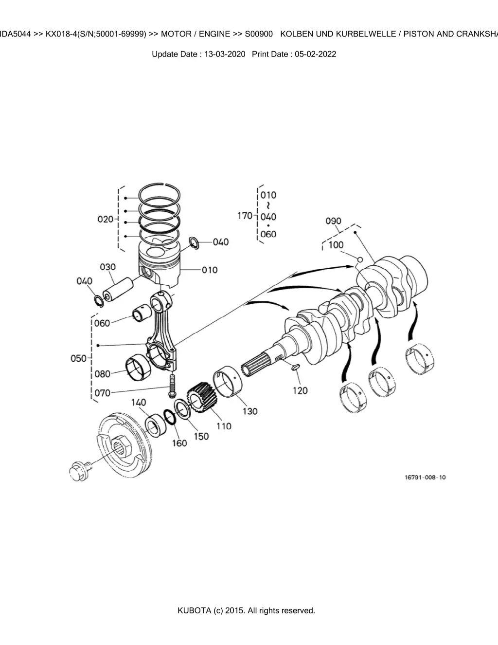 bkida5044 kx018 4 s n 50001 69999 motor engine 24