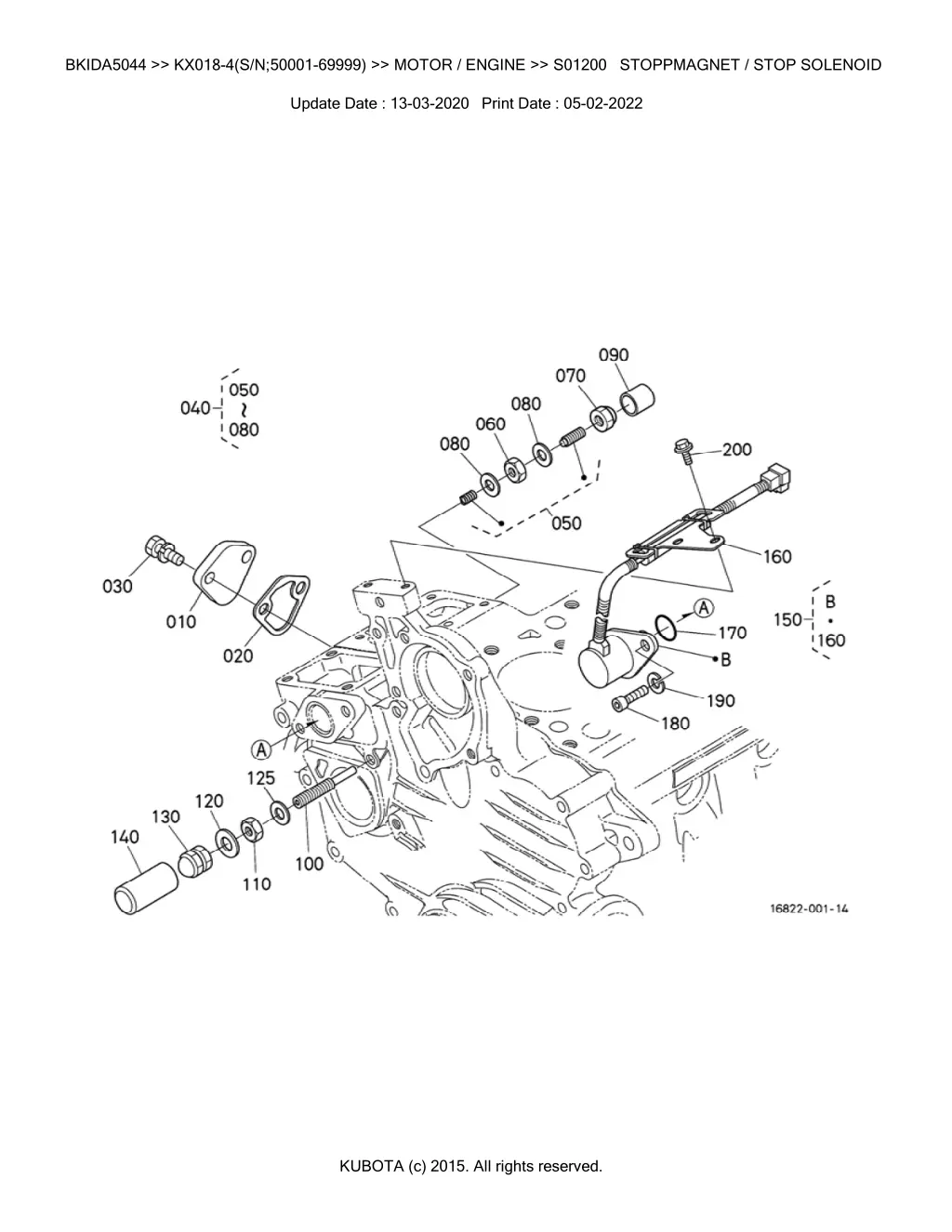 bkida5044 kx018 4 s n 50001 69999 motor engine 31