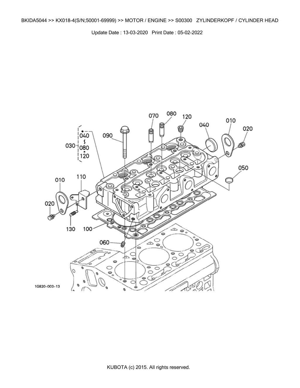 bkida5044 kx018 4 s n 50001 69999 motor engine 7