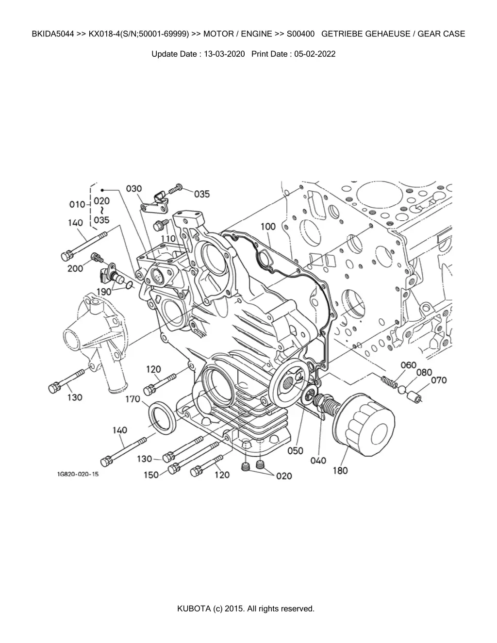 bkida5044 kx018 4 s n 50001 69999 motor engine 9