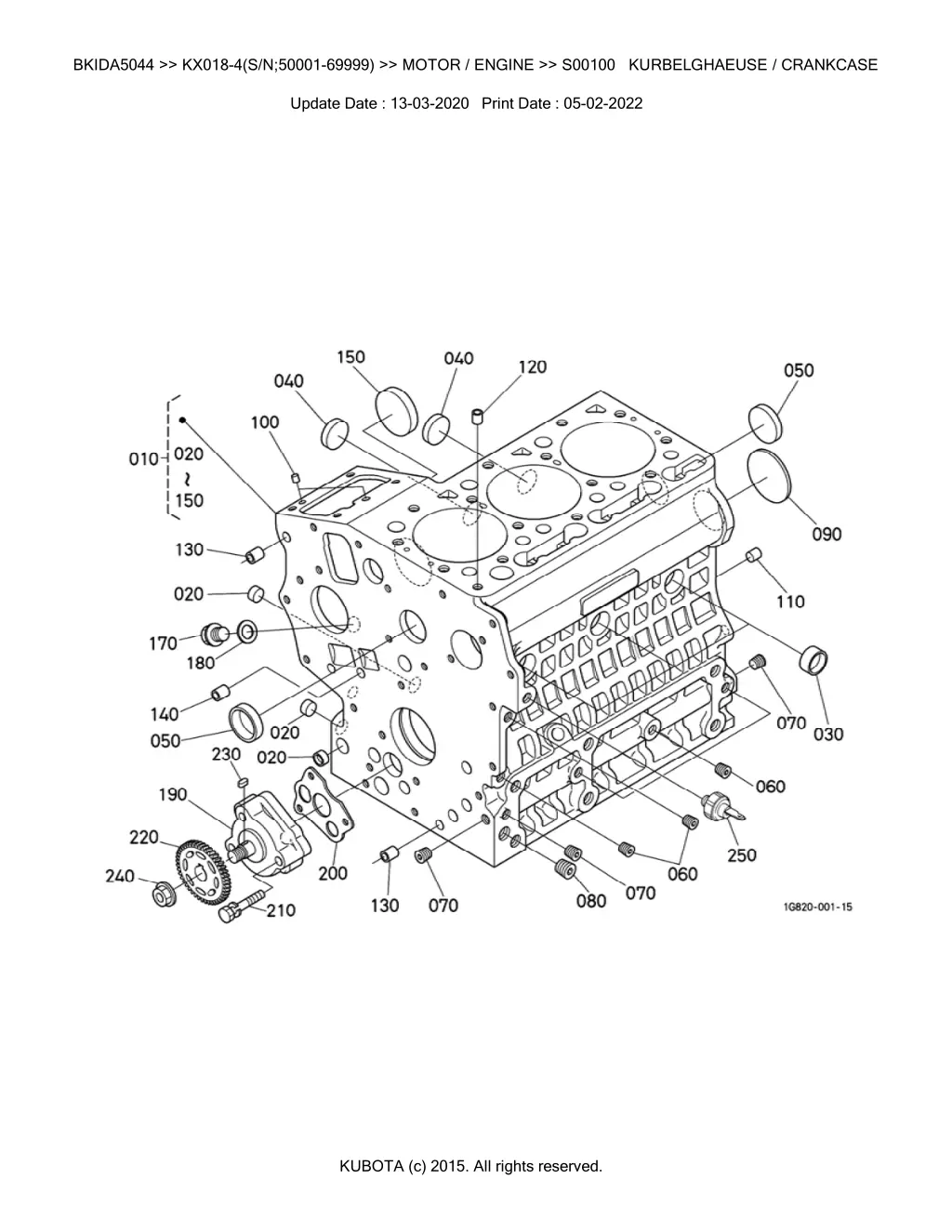 bkida5044 kx018 4 s n 50001 69999 motor engine