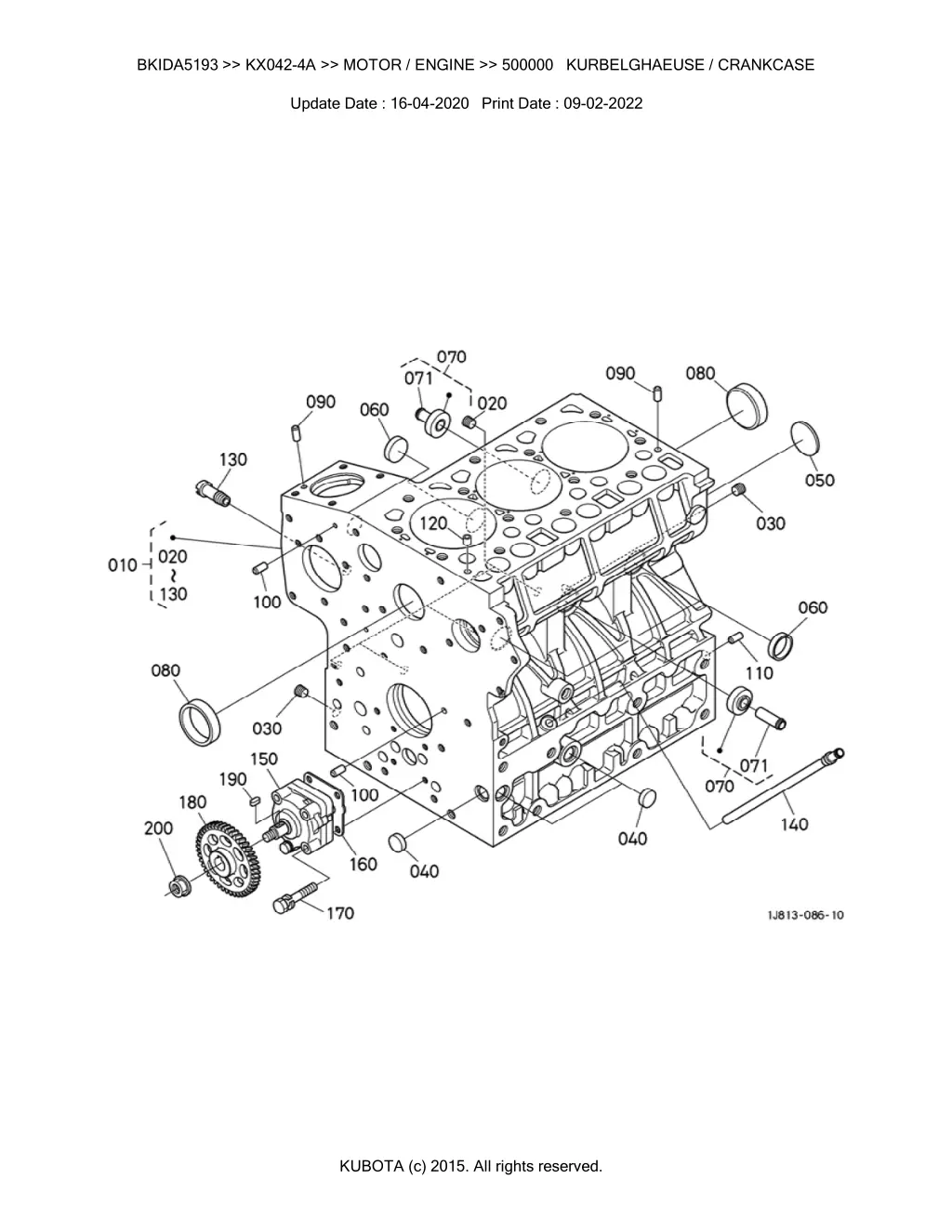 bkida5193 kx042 4a motor engine 500000