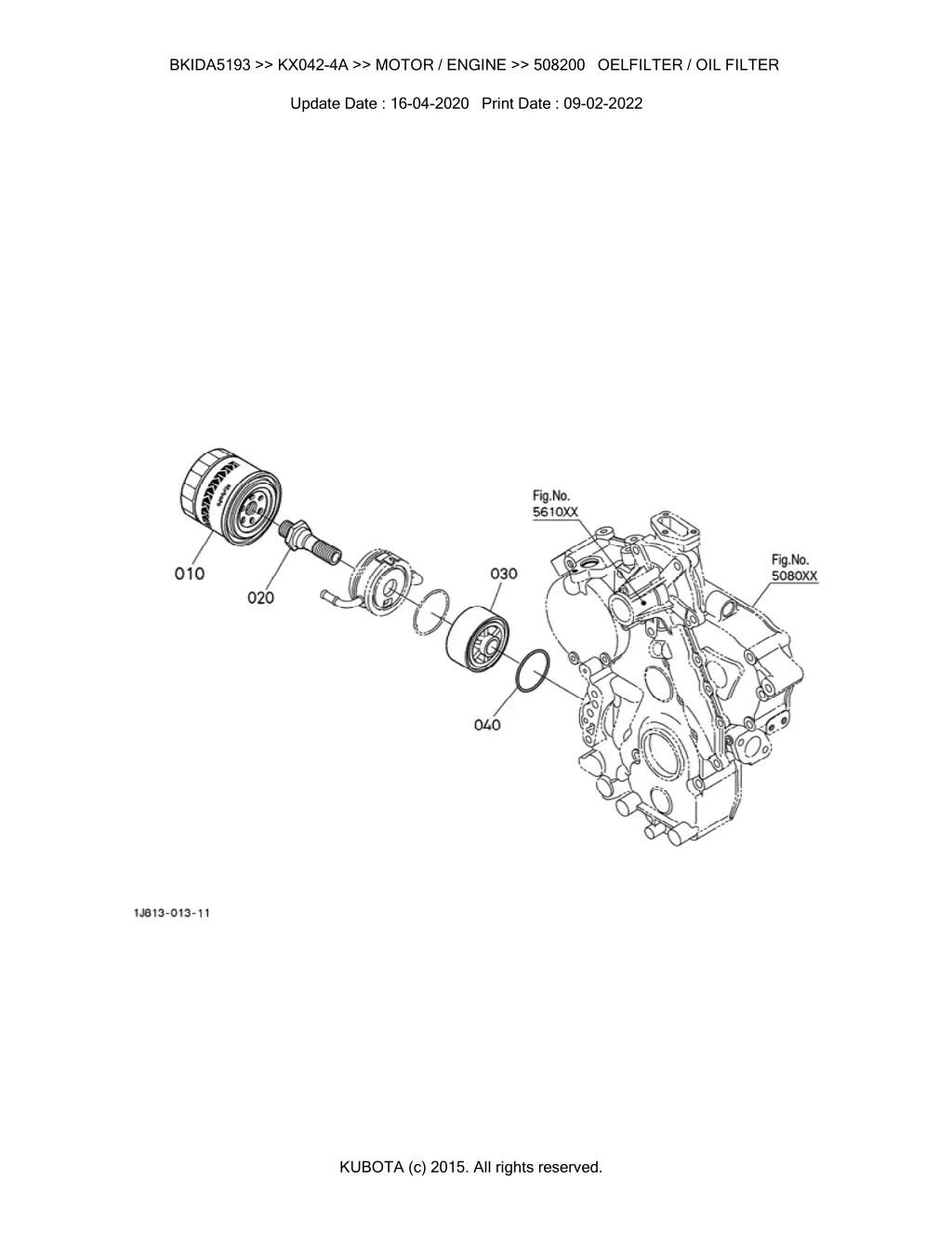 bkida5193 kx042 4a motor engine 508200 oelfilter