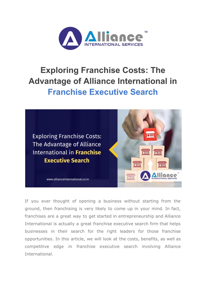 exploring franchise costs the advantage