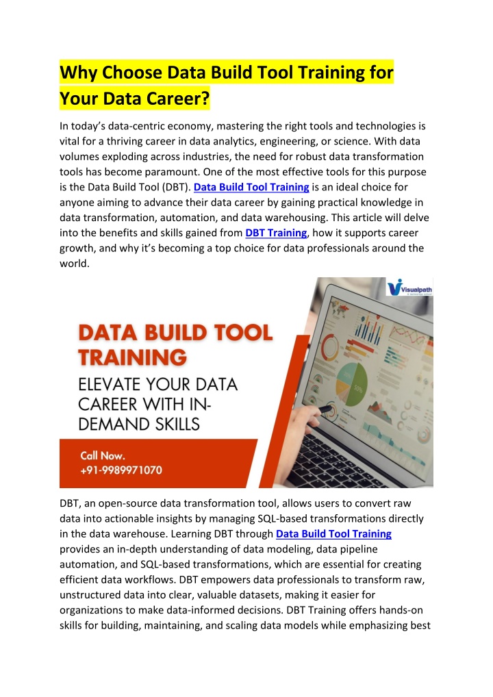 why choose data build tool training for your data