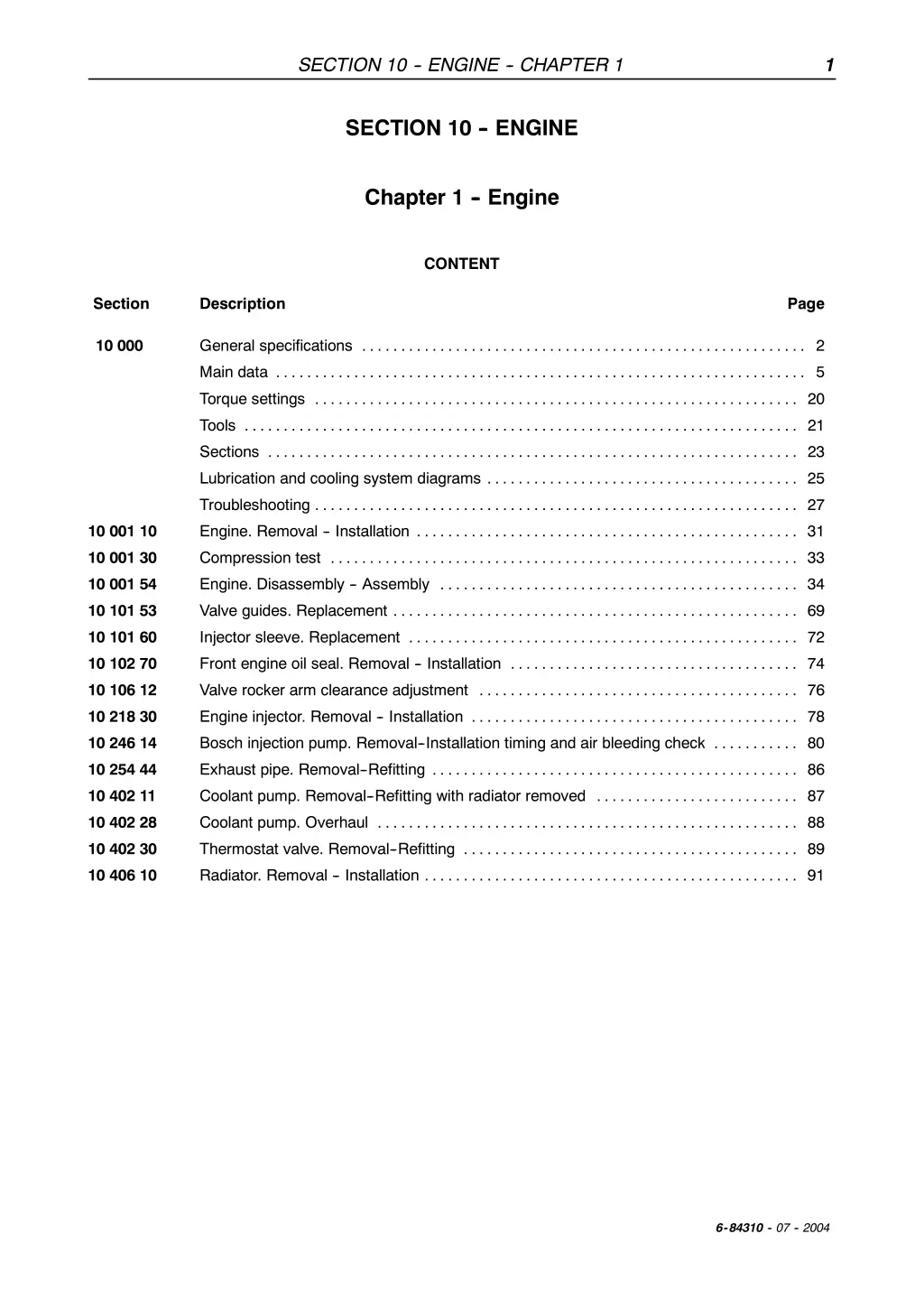 section 10 engine chapter 1