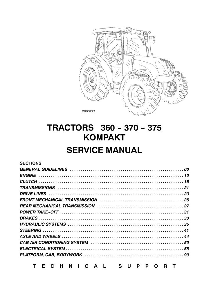 tractors 360 370 375 kompakt service manual