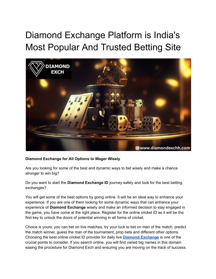 diamond exchange platform is india s most popular