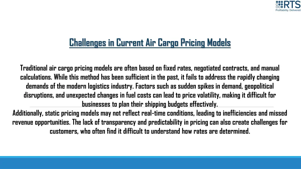 challenges in current air cargo pricing models