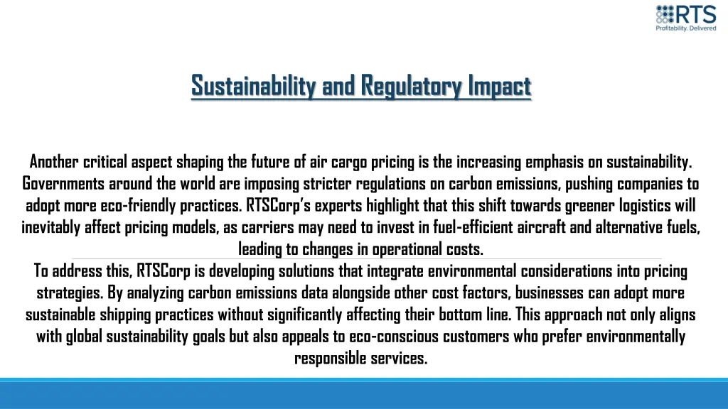 sustainability and regulatory impact