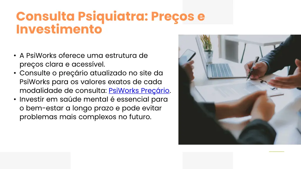 consulta psiquiatra pre os e investimento