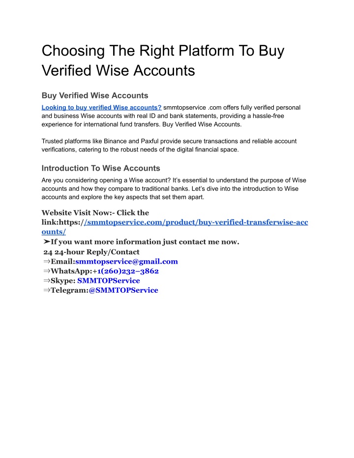 choosing the right platform to buy verified wise