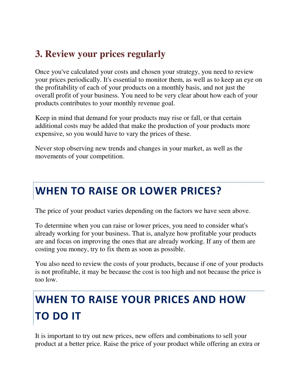 3 review your prices regularly
