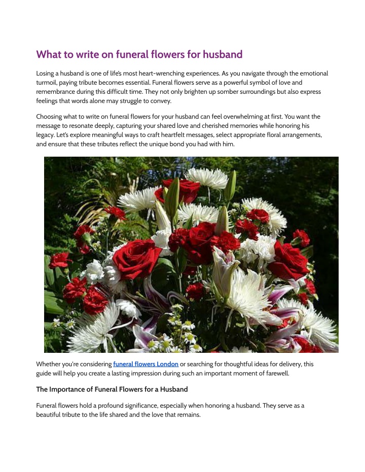 what to write on funeral flowers for husband