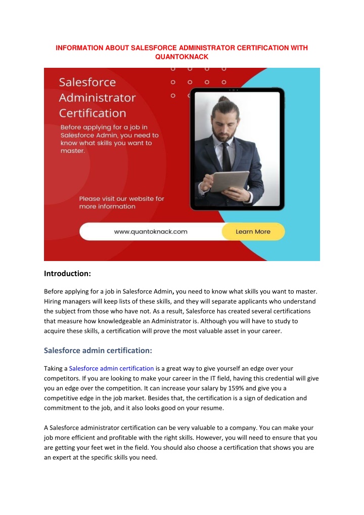 information about salesforce administrator