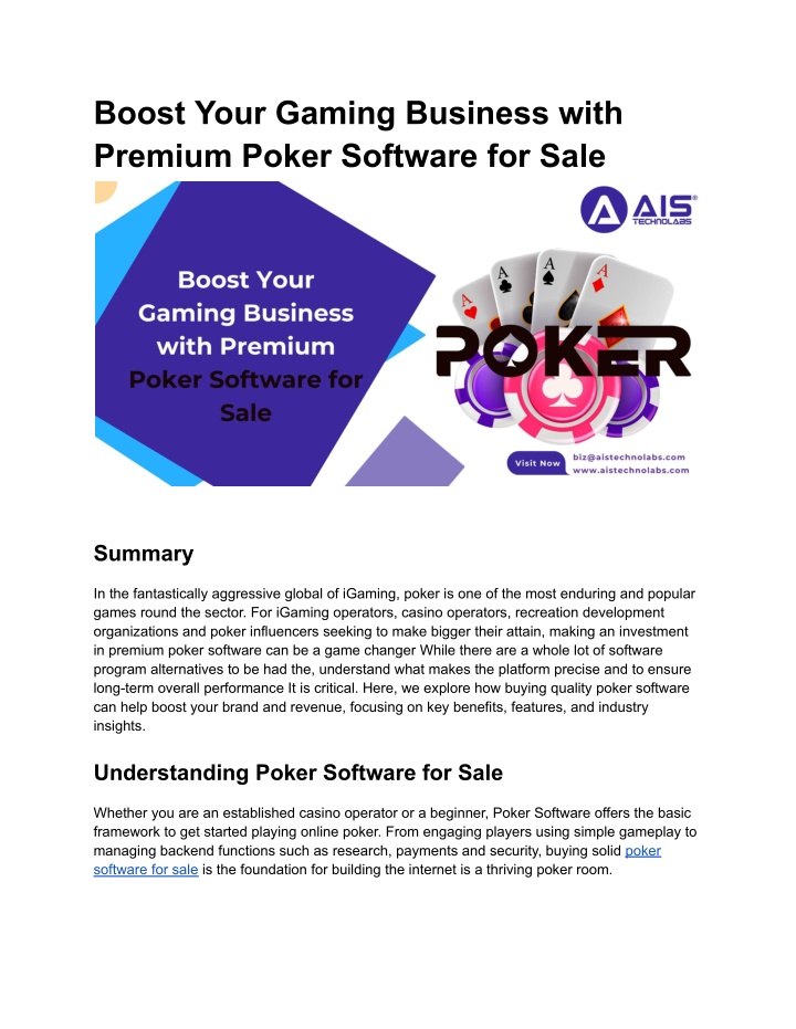 boost your gaming business with premium poker