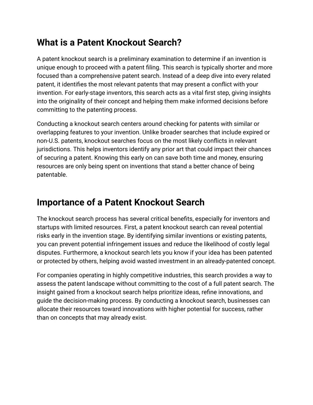 what is a patent knockout search