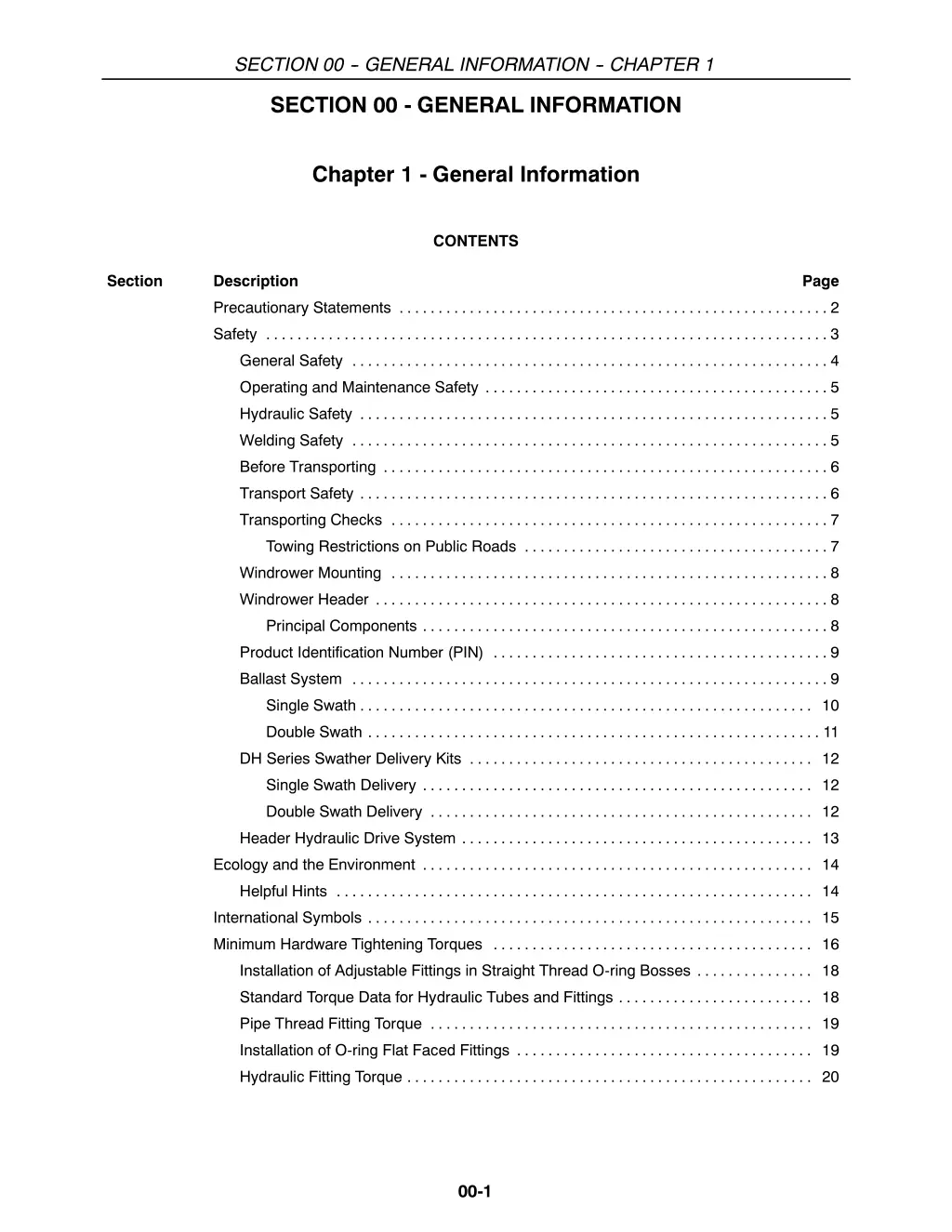 section 00 general information chapter 1