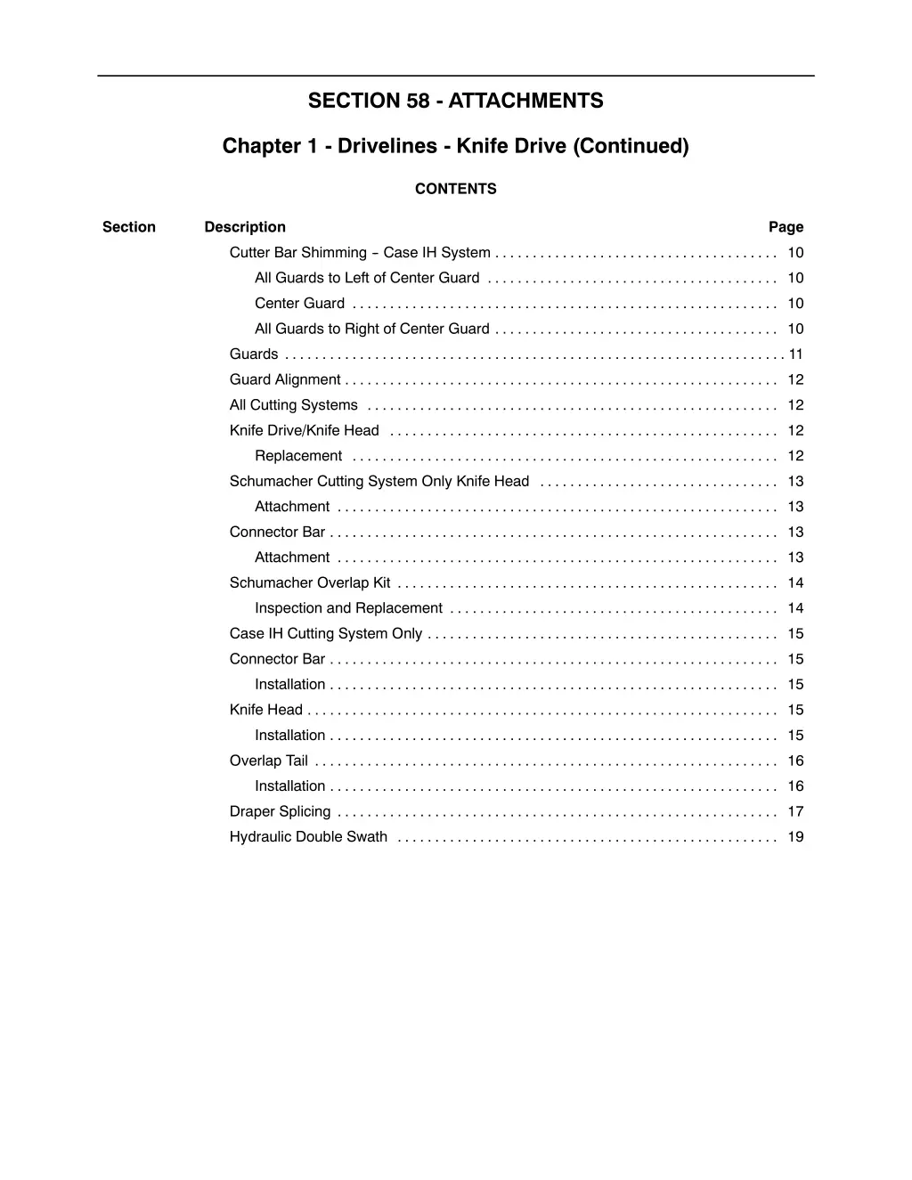 section 58 attachments