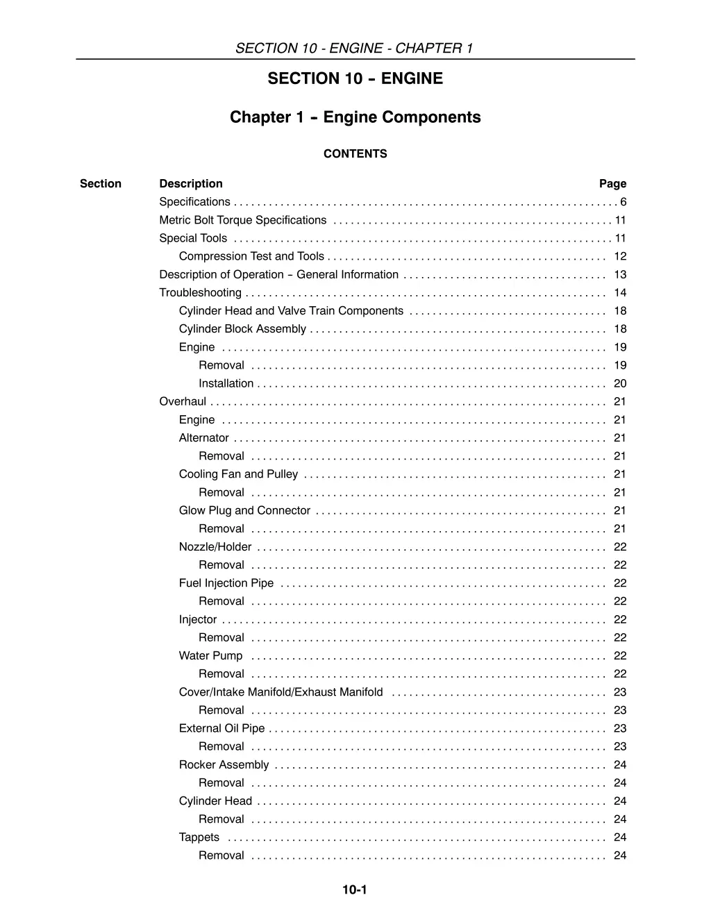 section 10 engine chapter 1