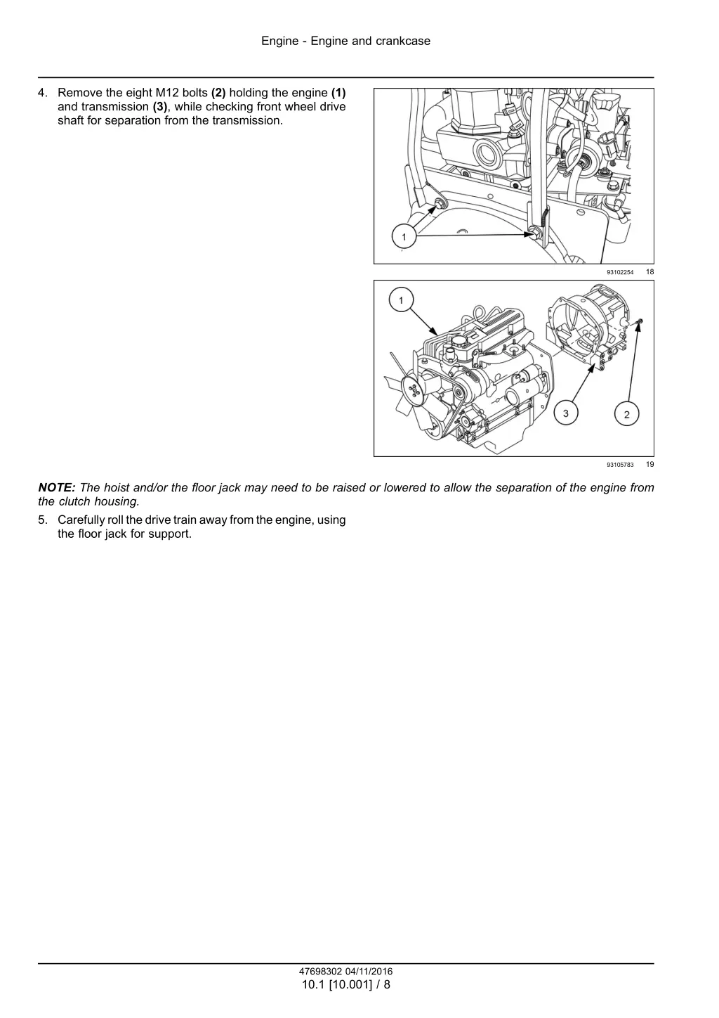 engine engine and crankcase 5