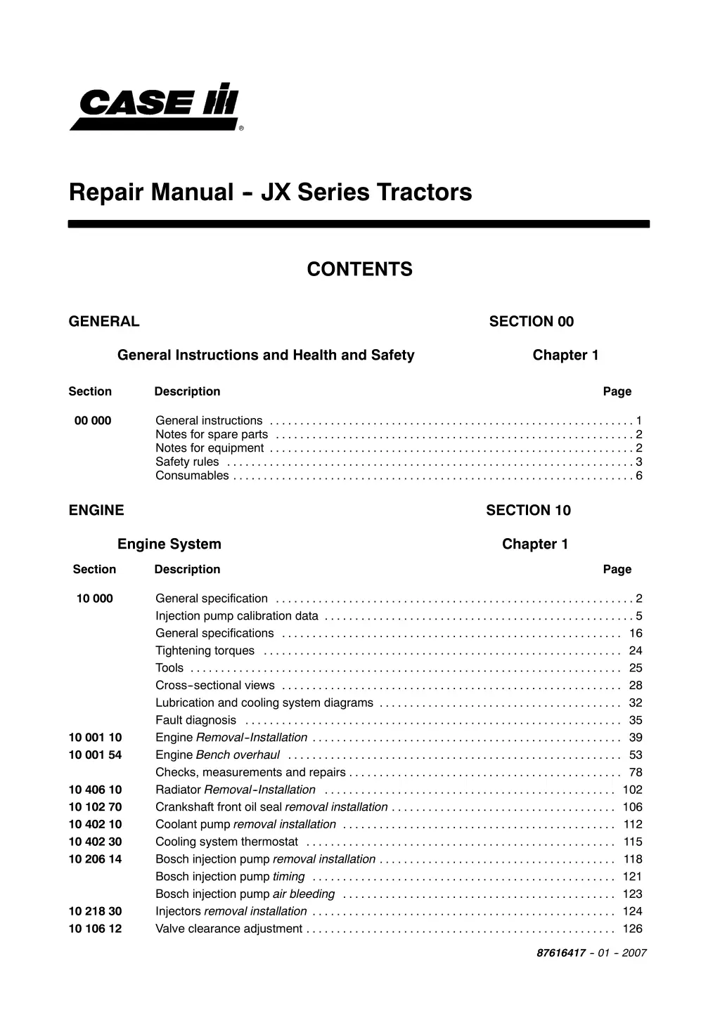 repair manual jx series tractors