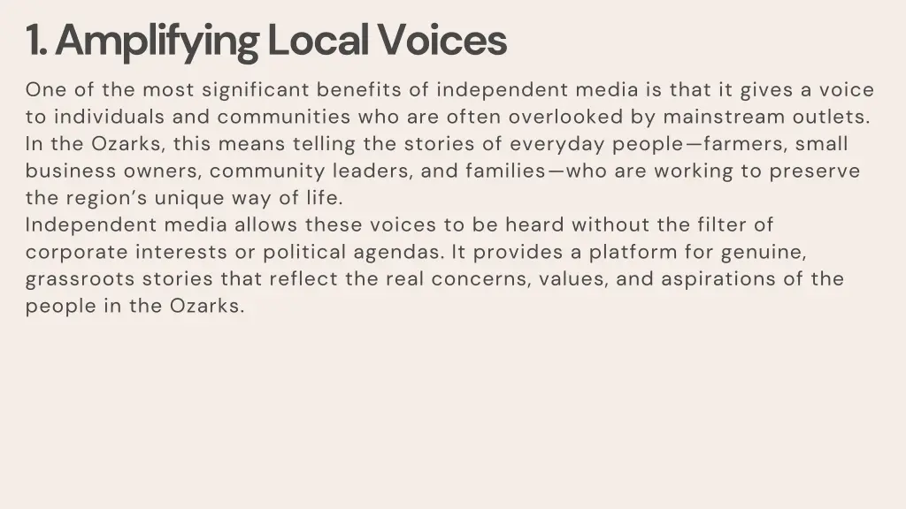 1 amplifying local voices one of the most